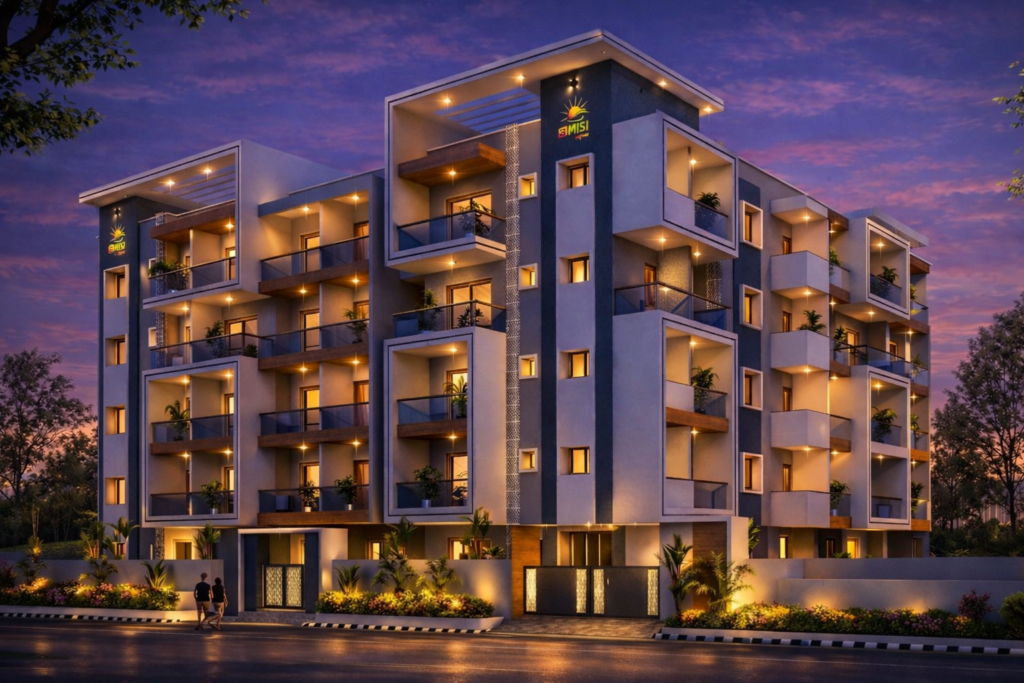 Premium boutique residential project Anrai Clusters Bangalore night view